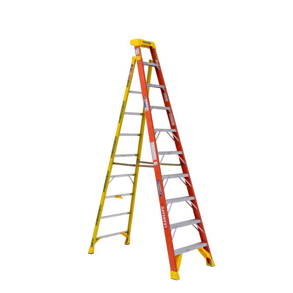 Werner LEANSAFE 10 ft. Fiberglass Leaning Step Ladder with 300 lb. Load Capacity Type IA Duty Rating L6210