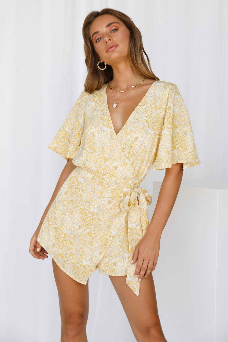 No Worries In Sight Romper Yellow