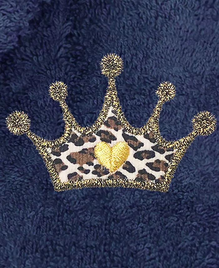 Linum Home Embroidered with Cheetah Crown Terry Bath Robe