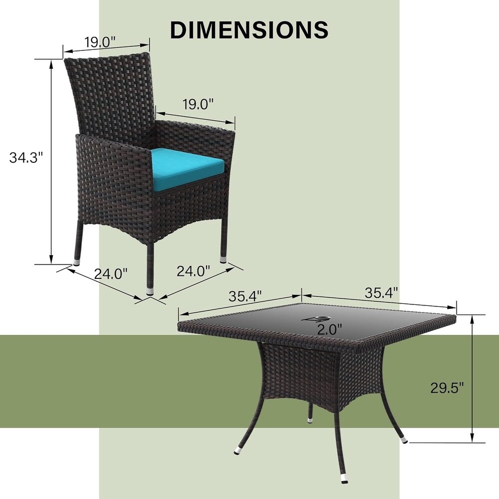 Kullavik Outdoor Dining Set  Rattan Patio Furniture Dining Table Chars