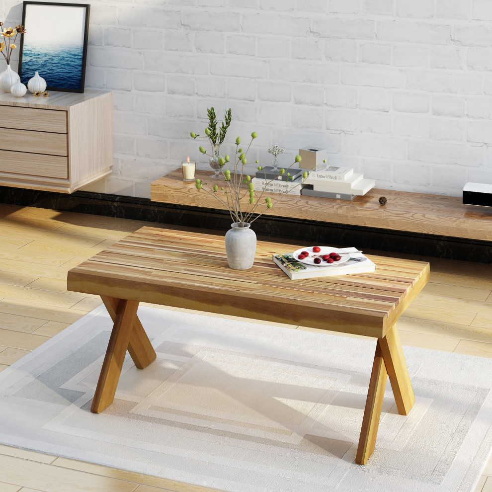 GDF Studio Estelle Indoor Farmhouse Acacia Wood Coffee Table   Transitional   Coffee Tables   by GDFStudio  Houzz