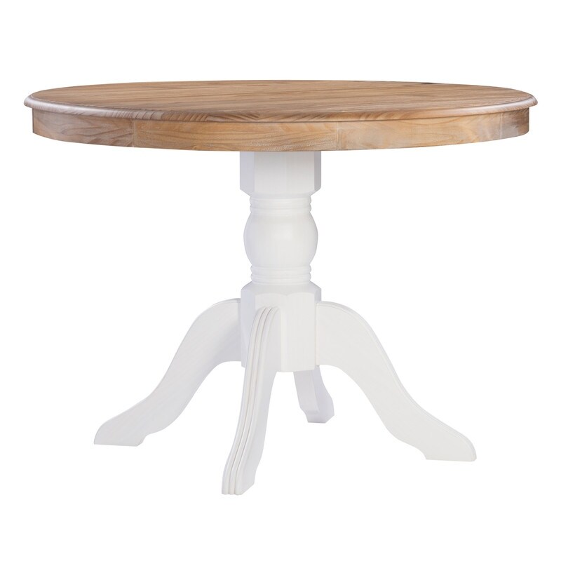 Josie Two tone Round Solid Wood Pedestal Table