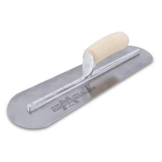 MARSHALLTOWN 18 in. x 3 in. Finishing Fully Rounded Wood Handle Trowel MXS75FR