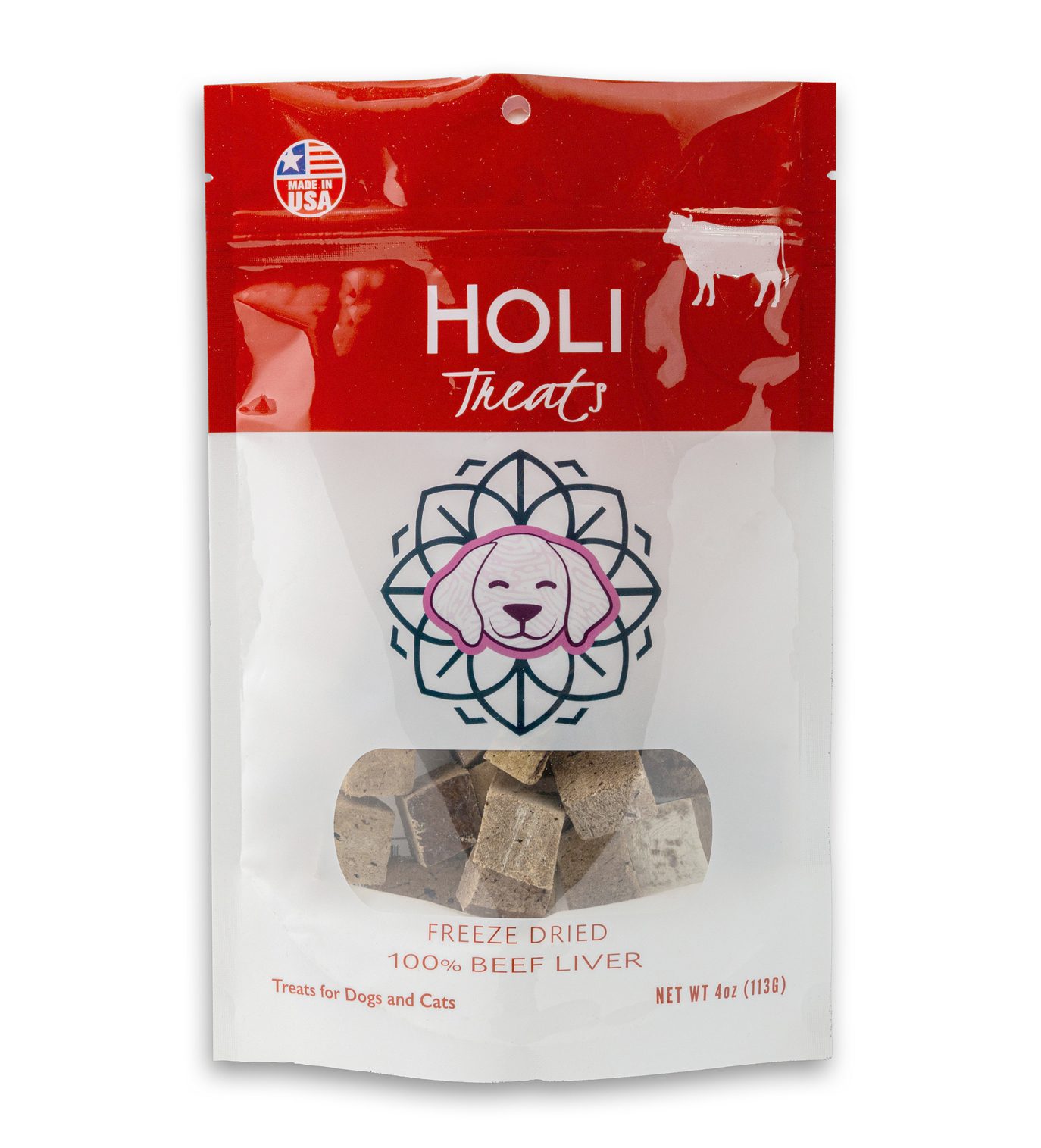 HOLI Beef Liver Freeze-Dried Treats for Dogs and Cats， 4 oz