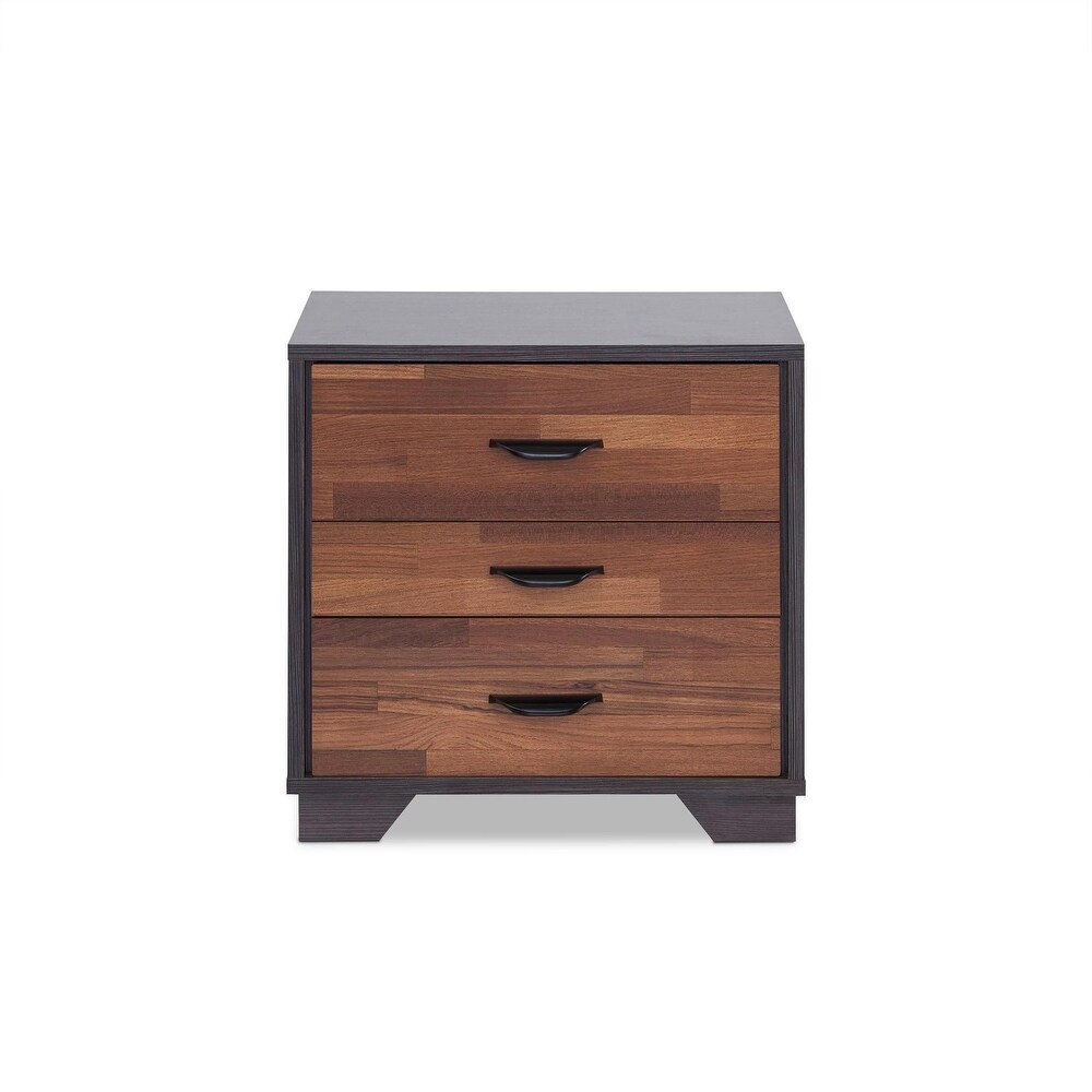 3 Drawer Walnut And Espresso Night Table