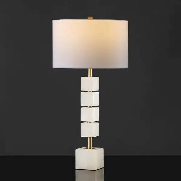 SAFAVIEH Couture Lighting 30-inch Johnny Alabaster Table Lamp - 15 IN W x 15 IN D x 30 IN H