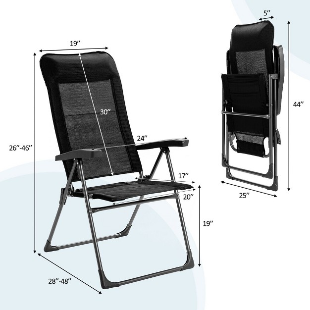 Costway 2 4pcs Patio Folding Dining Chairs Portable Camping Headrest Adjust Black