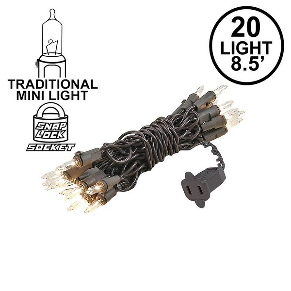 20 Light Clear Christmas Craft Mini Light Set，Brown Wire，8' Long