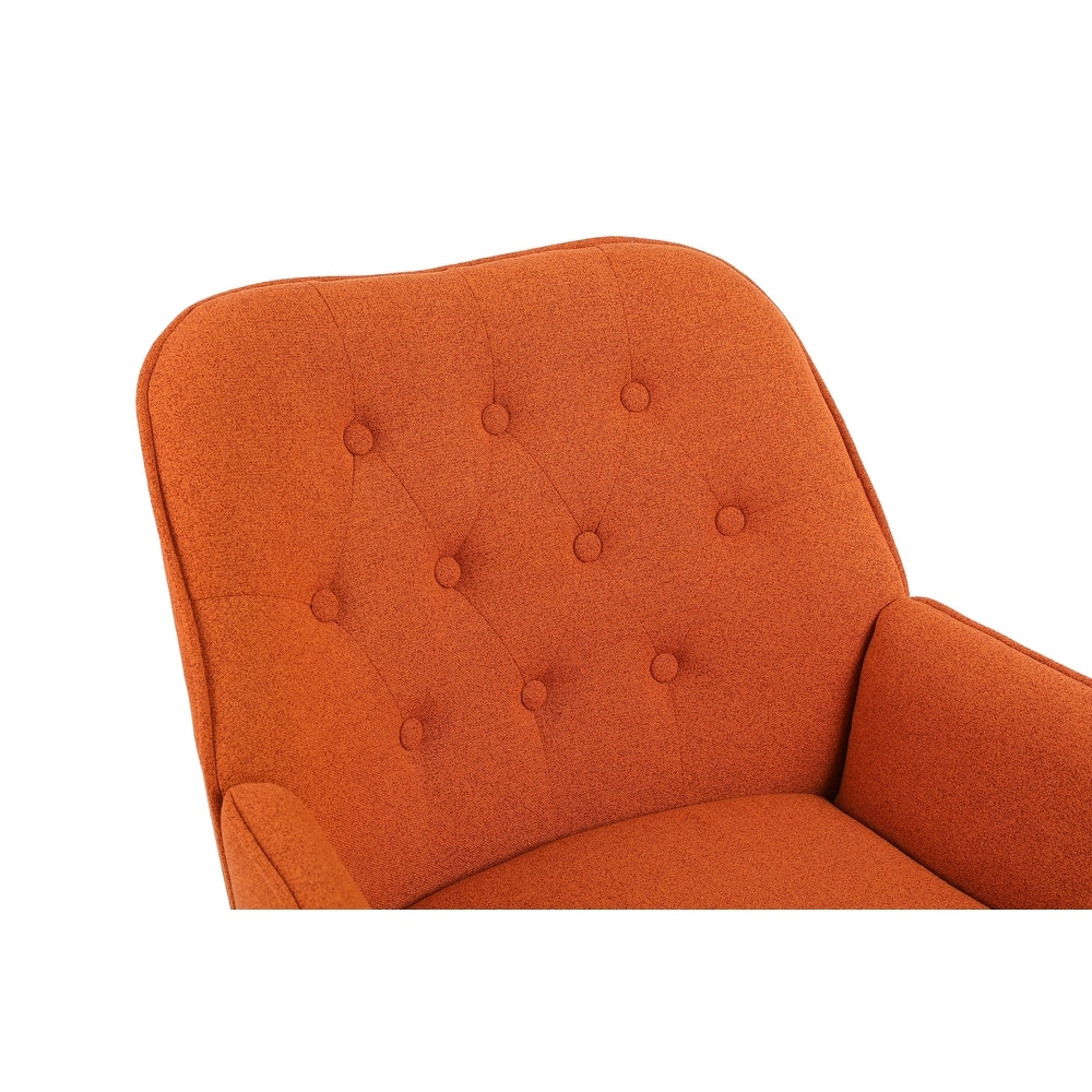 Modern Sloped Arms Armchair Orange Velvet Barrel Chair Lounge Chairs Button Tufted Dining Desk Chairs Single Sofa Side Chairs