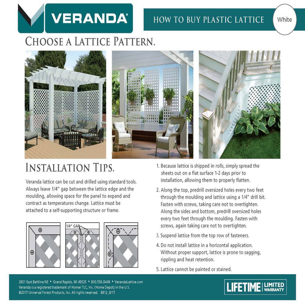 Veranda 8 ft. White Vinyl Lattice Divider 70707