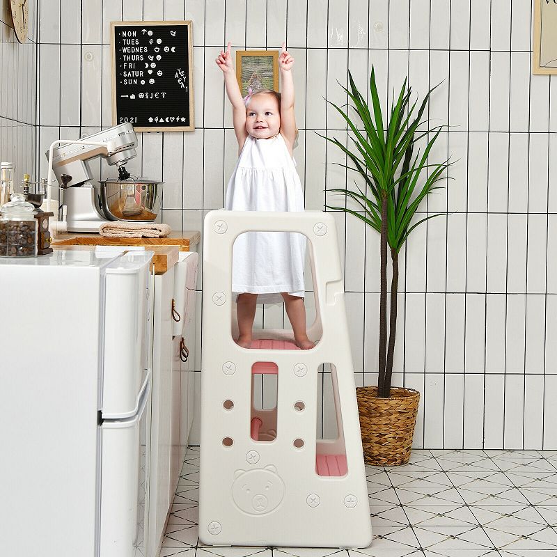 Kids Kitchen Step Stool with Double Safety Rails