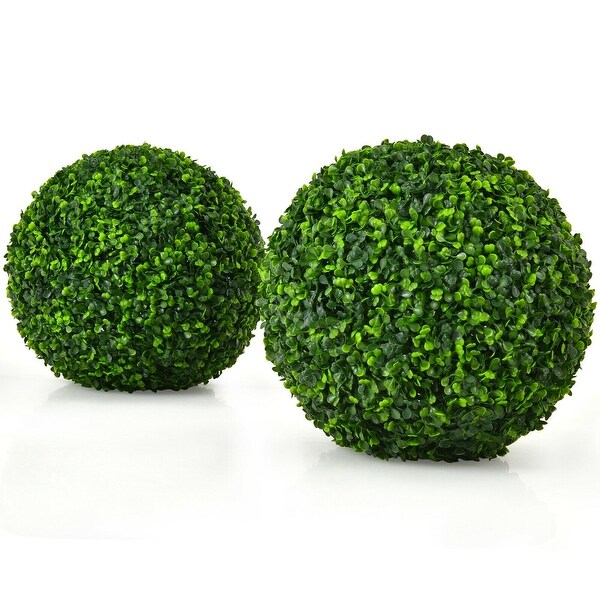 2 Pieces Artificial Boxwood Topiary UV Protected Indoor Outdoor Balls