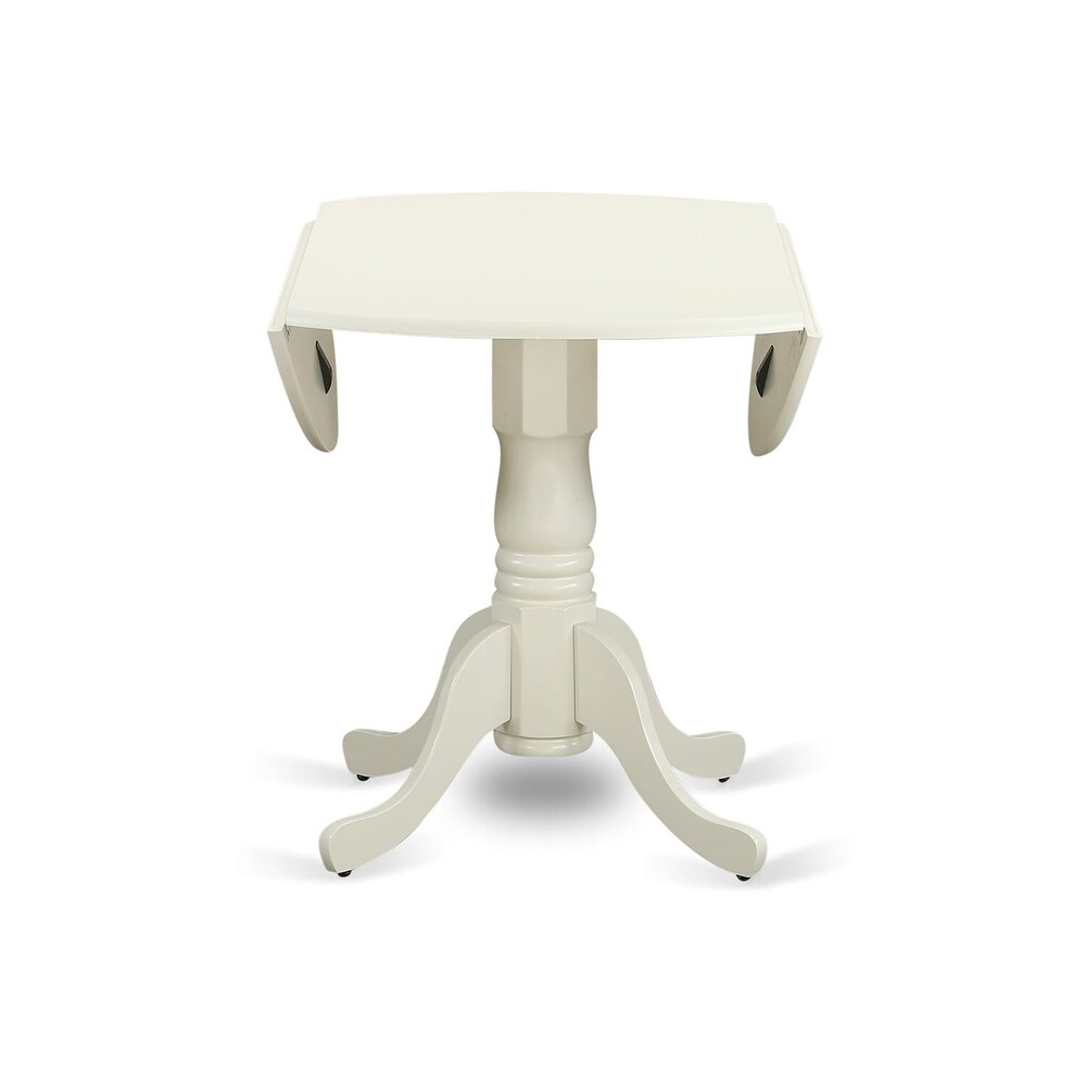 East West Furniture Dining Table Set Contains a Round Kitchen Table and Chairs  Linen White (Pieces Options)