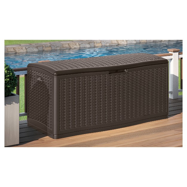 124gal Resin Wicker Deck Box Brown Suncast