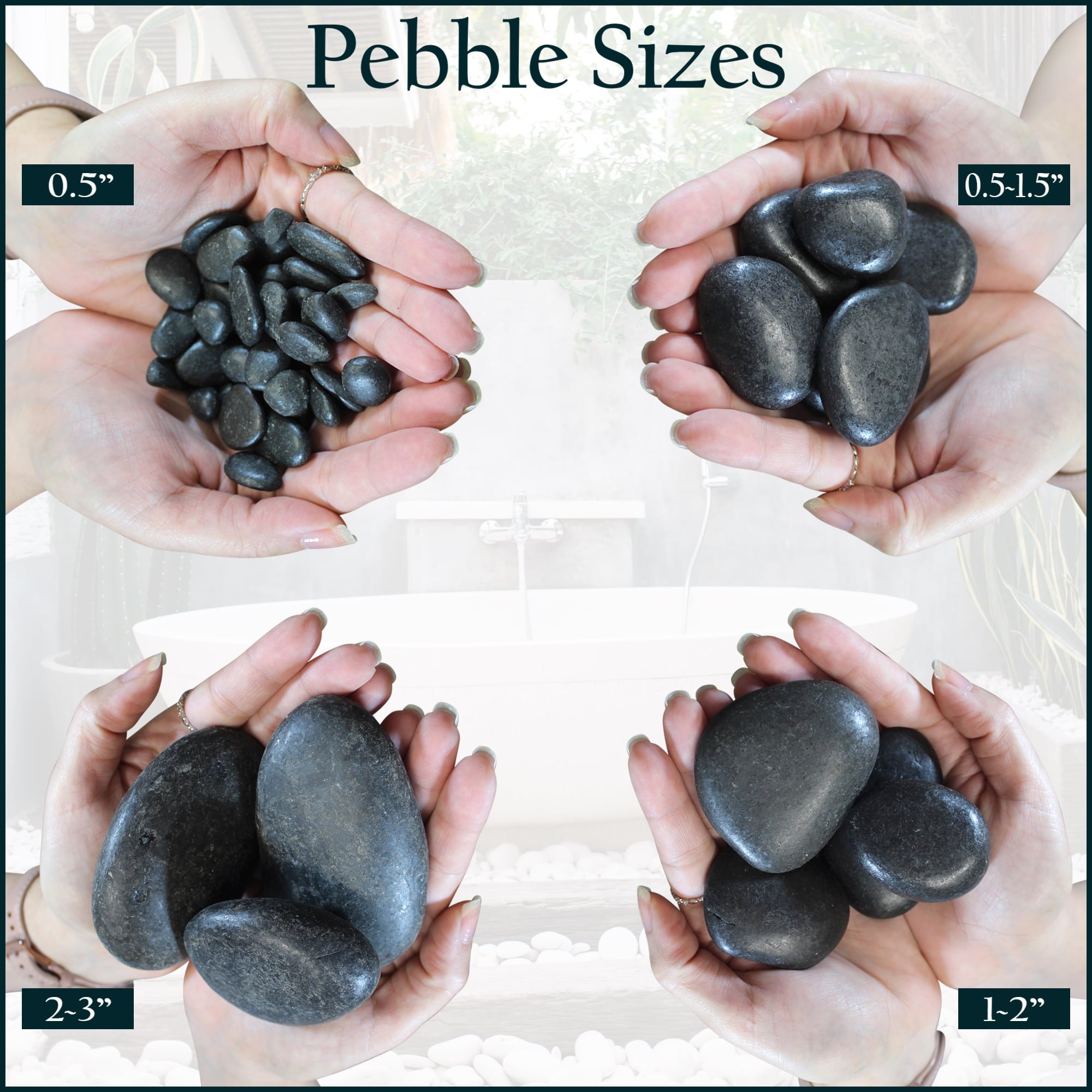 Rainforest Outdoor Decorative Natural Stones, Mexican Beach Pebbles, Grey, 1-3",1620lbs.