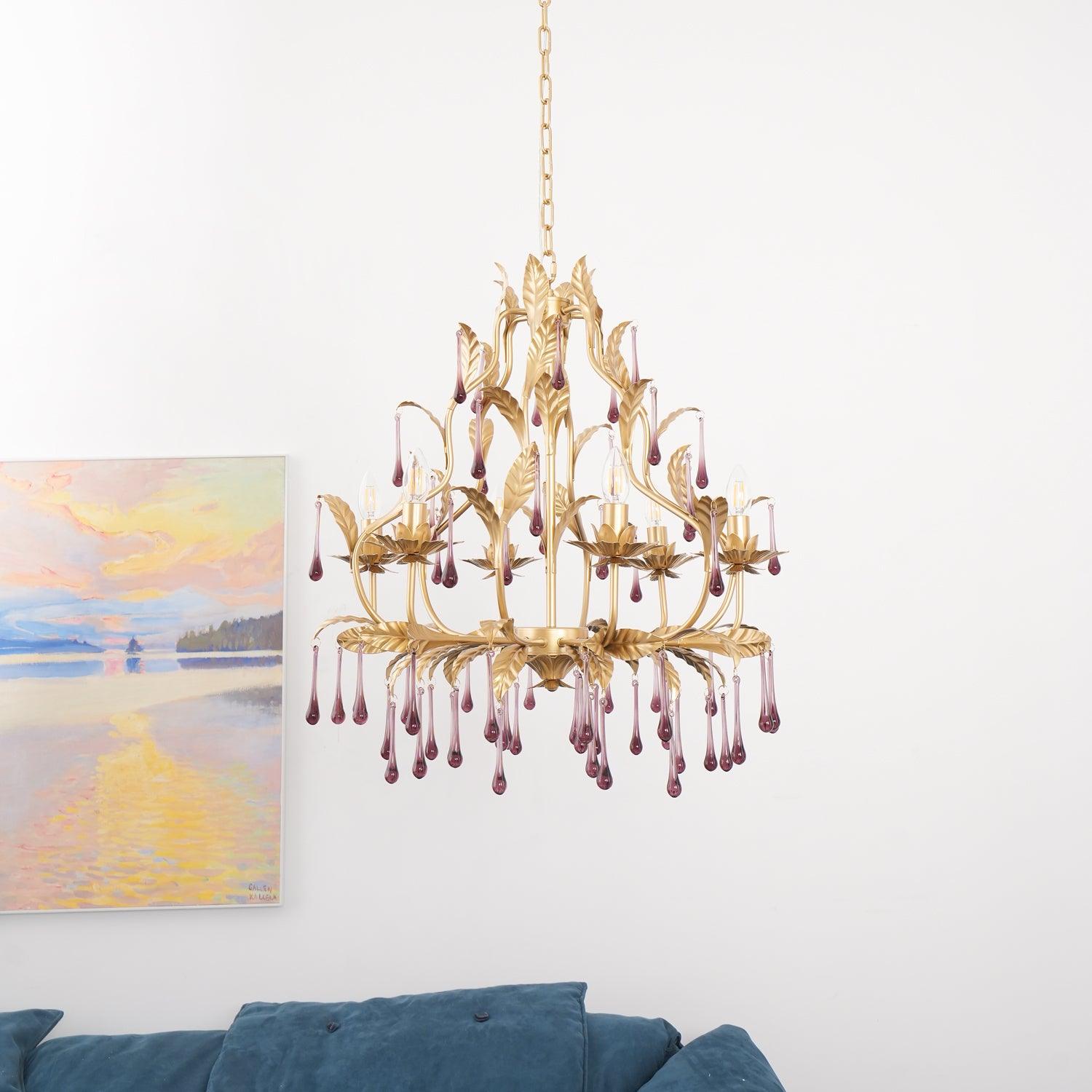 Amethyst Drops Glass Chandelier