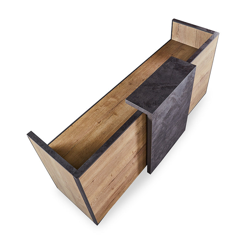 DEWITT Reception Desk 2.4M - Tobacco & Dark Concrete