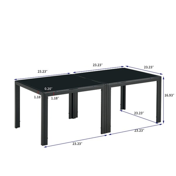 Coffee Table Set of 2，Square with Tempered Glass Finish