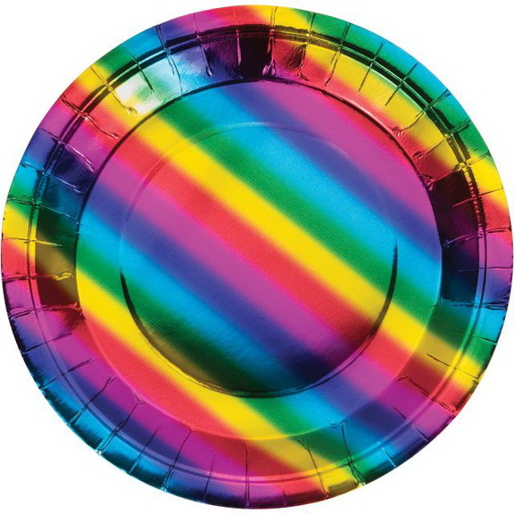 Creative Converting 335531 Rainbow Foil Dinner Pla...