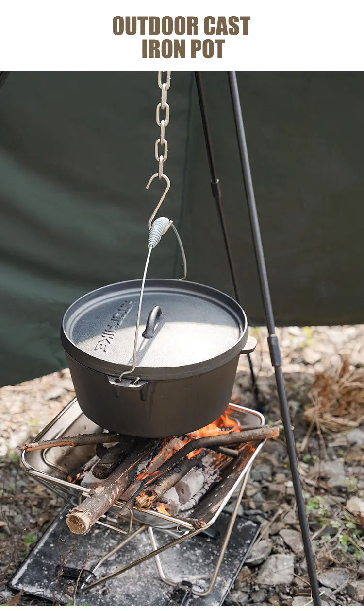 Hitorhike outdoor camping cookware iron cast pan 1 2person cooking pot picnic equipment outdoor cooking pot