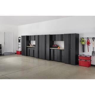 Husky 14-Piece Regular Duty Welded Steel Garage Storage System in Black (218 in. W x 75 in. H x 19 in. D) GS21614-WO