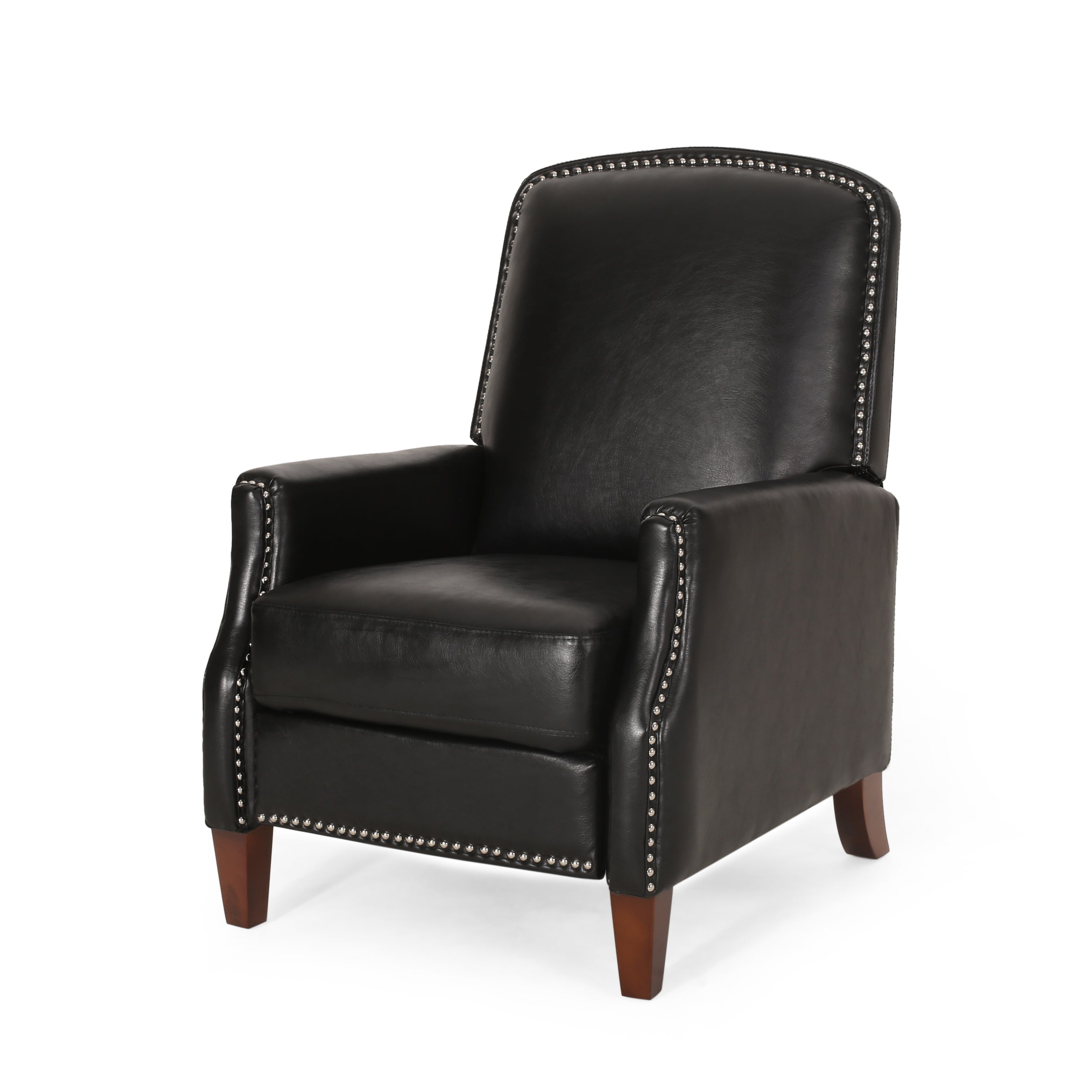 Breu Contemporary Upholstered Pushback Recliner with Nailhead Trim