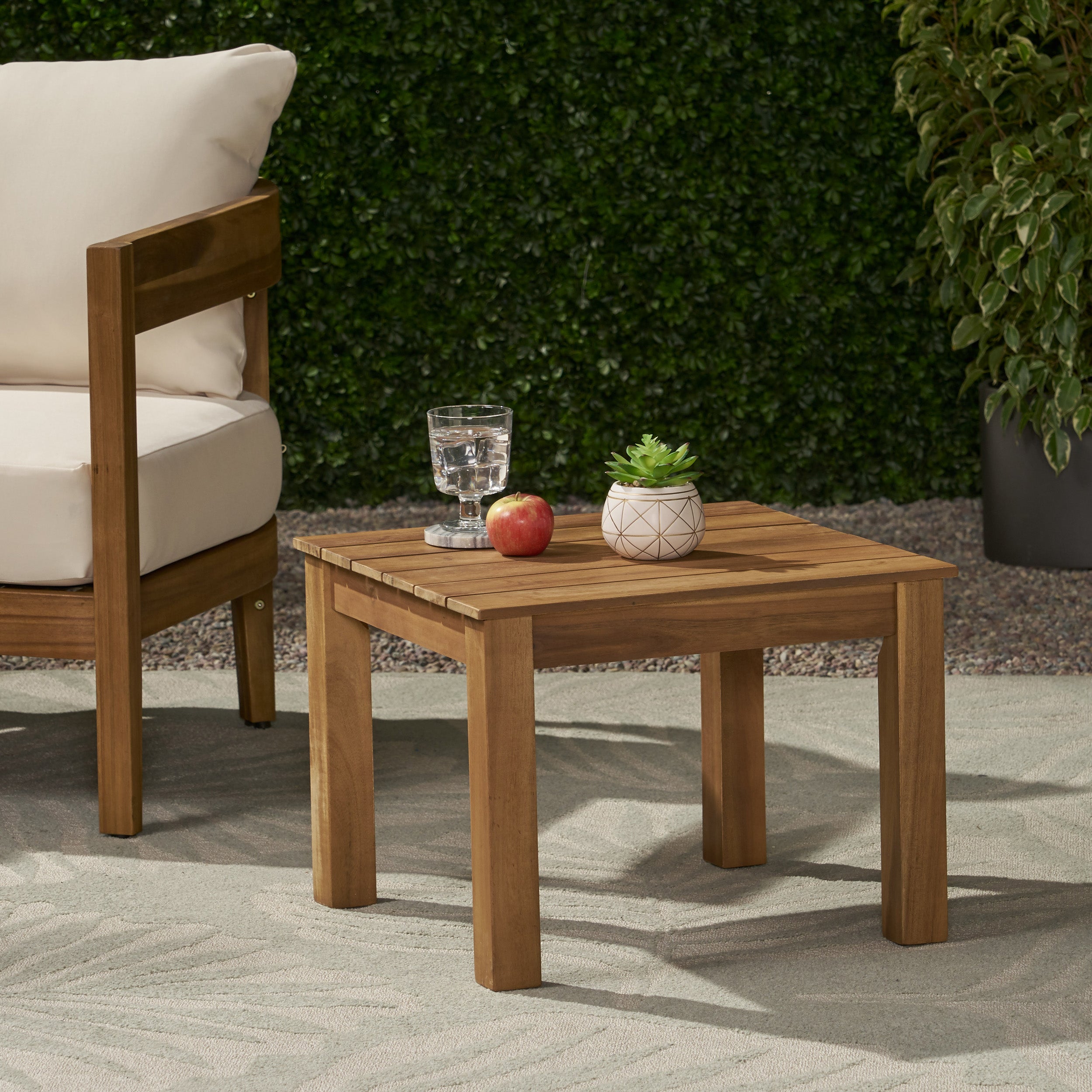 Avacyn Outdoor Mid-Century Modern End Table