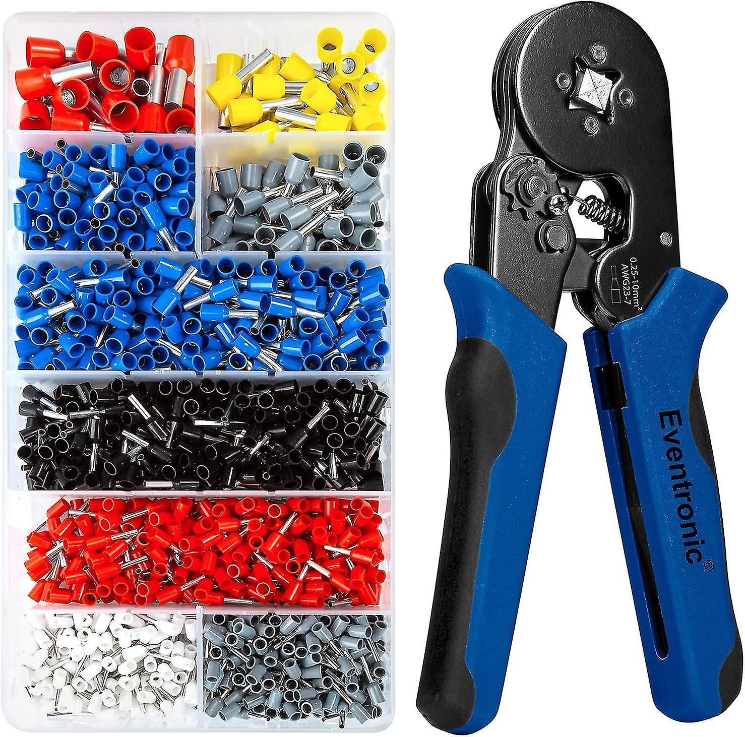 Eventronic Crimper Plier Set  025-6mm Self-adjustable Ratchet Wire Crimping Tool With 2000 Wire Terminal Crimp Connectors And Wire End Ferrules (crimp