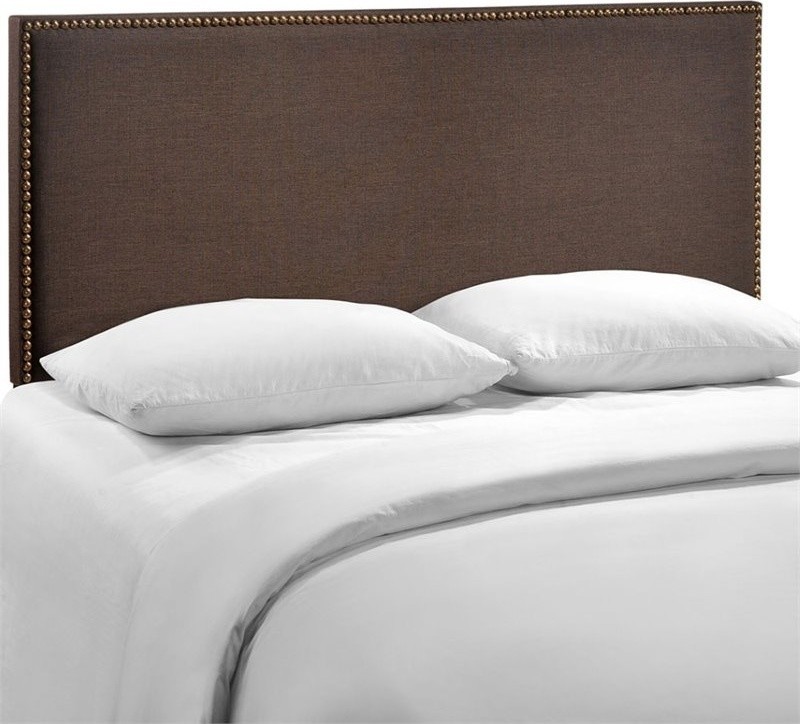 Region Queen Nailhead Upholstered Headboard  Dark Brown   Transitional   Headboards   by Simple Relax  Houzz