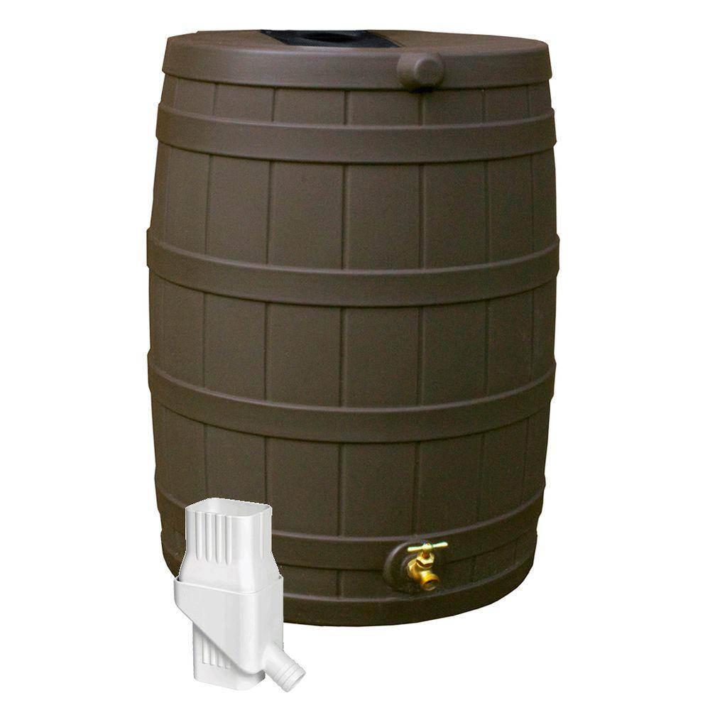 Rain Wizard Good Ideas Rain Wizard Rain Collection Barrel 50-Gallon w Diverter Kit Oak RW50-DIV-OAK