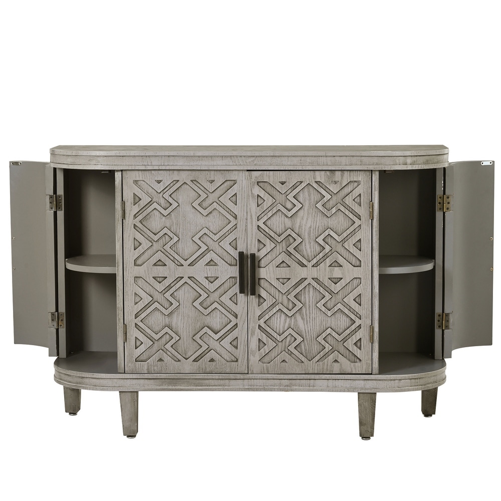 Accent Storage Cabinet Sideboard Wooden Cabinet with Antique Pattern Doors for Hallway  Entryway  Living Room Bedroom