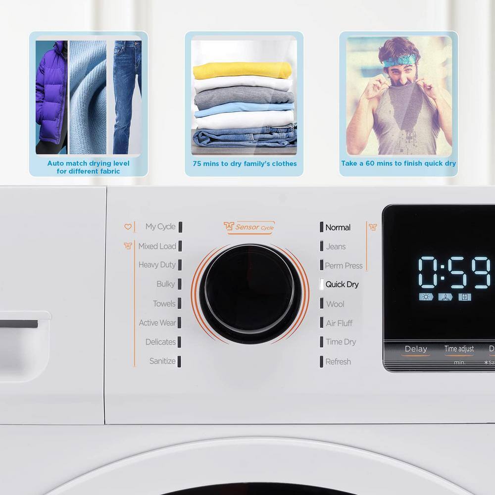 Midea 4.4 cu. ft. ventless Front Load Electric Dryer with Sensor dry in White MLE25H7BWW