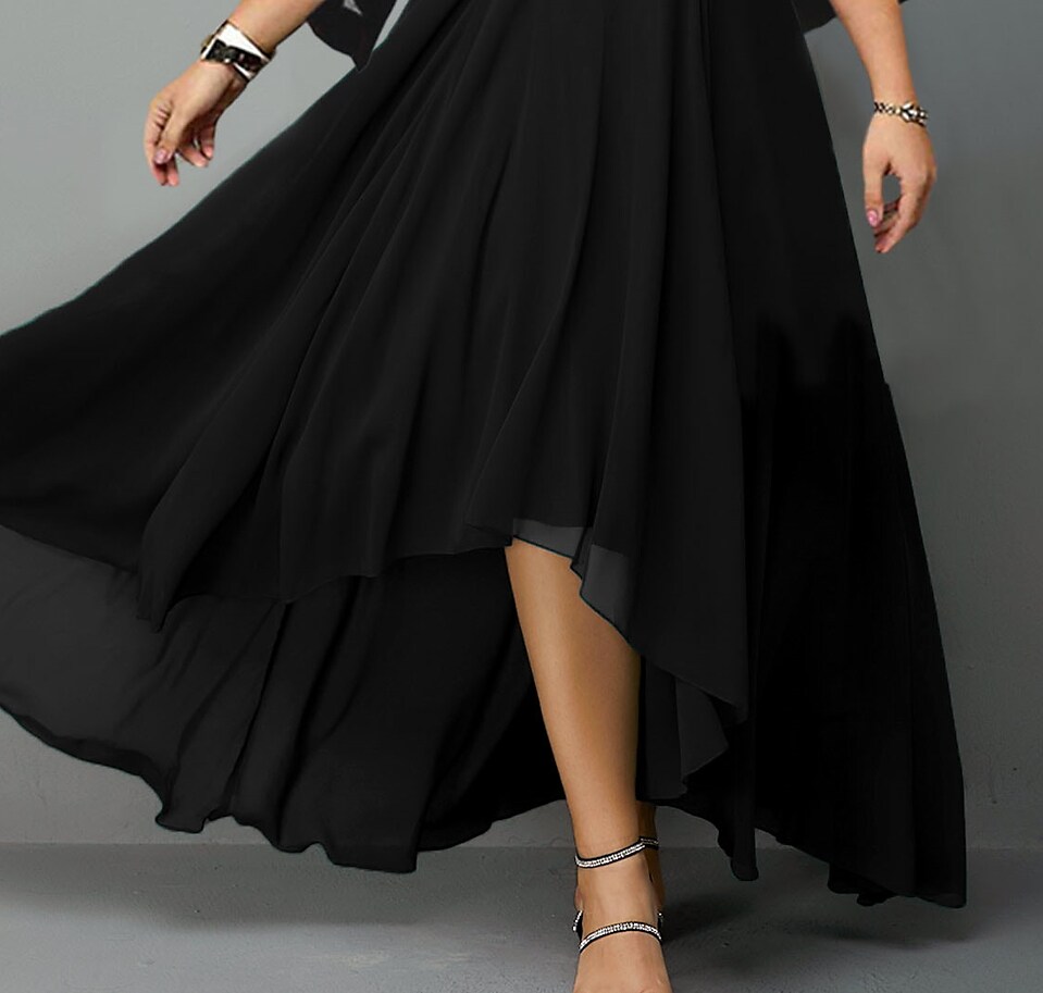 Women's Plus Size A Line Dress Pure Color Crew Neck 3/4 Length Sleeve Dress