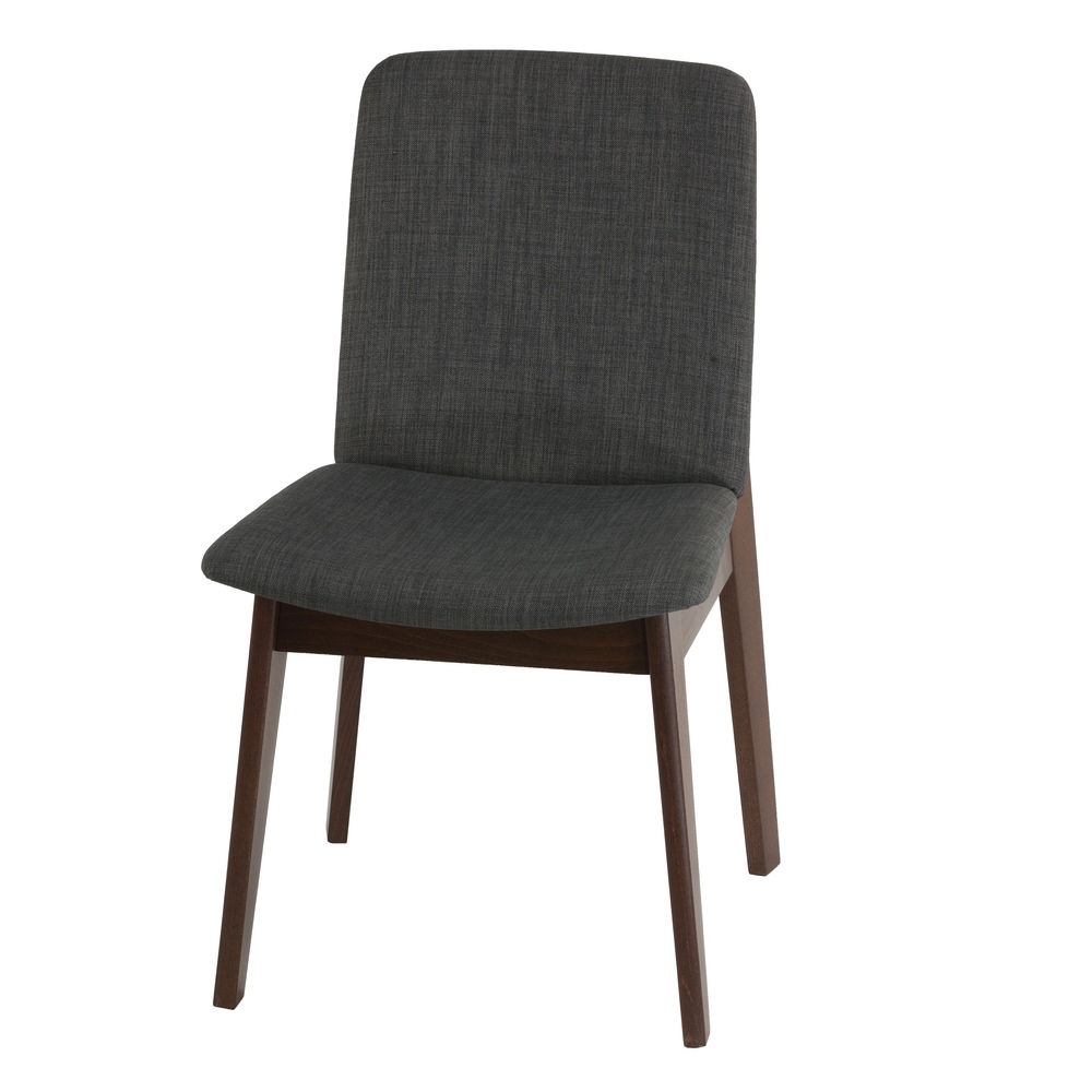 Cortesi Home Bjorn Dining Chair in Charcoal Fabric  Walnut Finish (Set of 2)