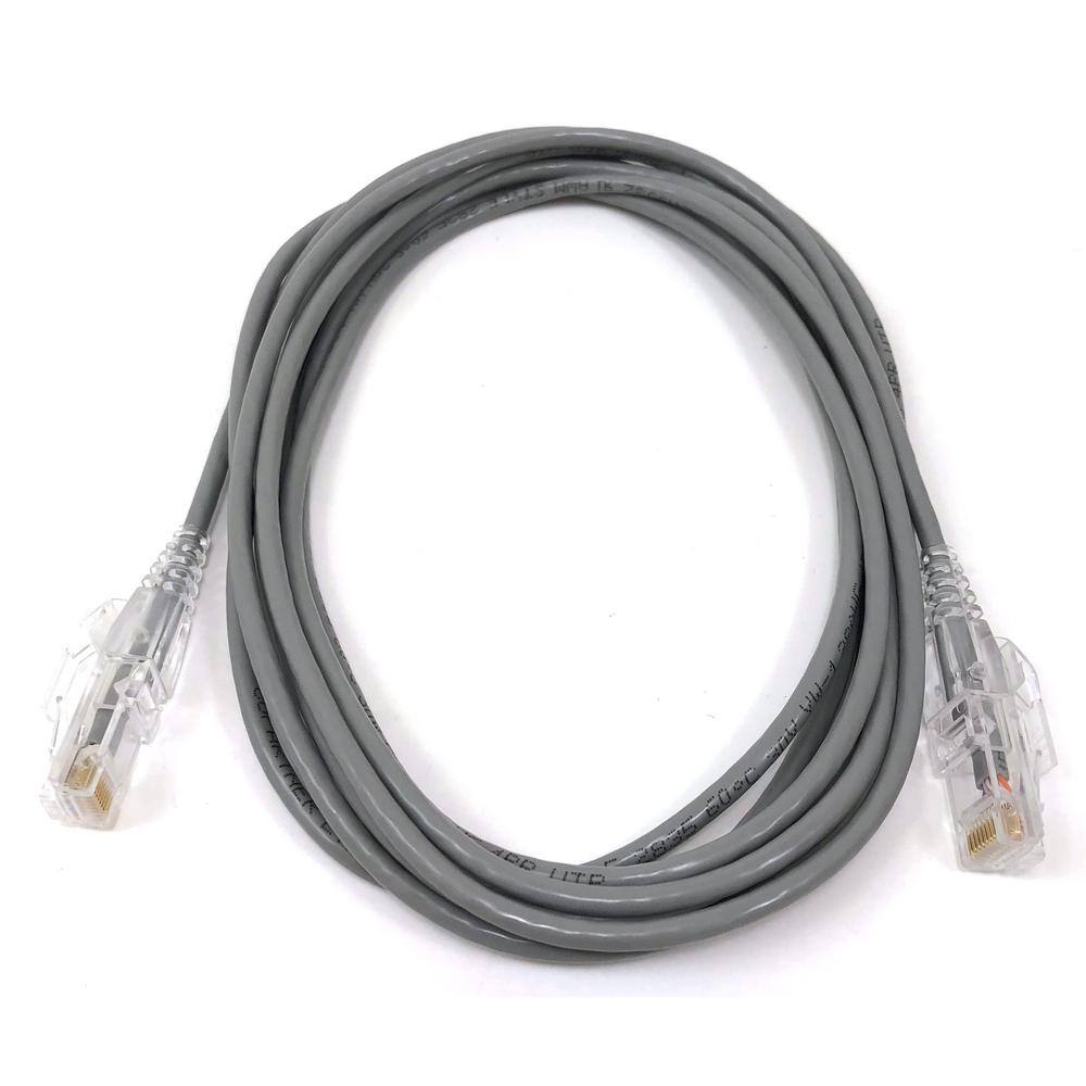 Micro Connectors Inc 10 ft. CAT 6A 10 Gbps UTP 28 AWG Ultra Slim Ethernet Cable Gray (5-Pack) E09-010-SL5