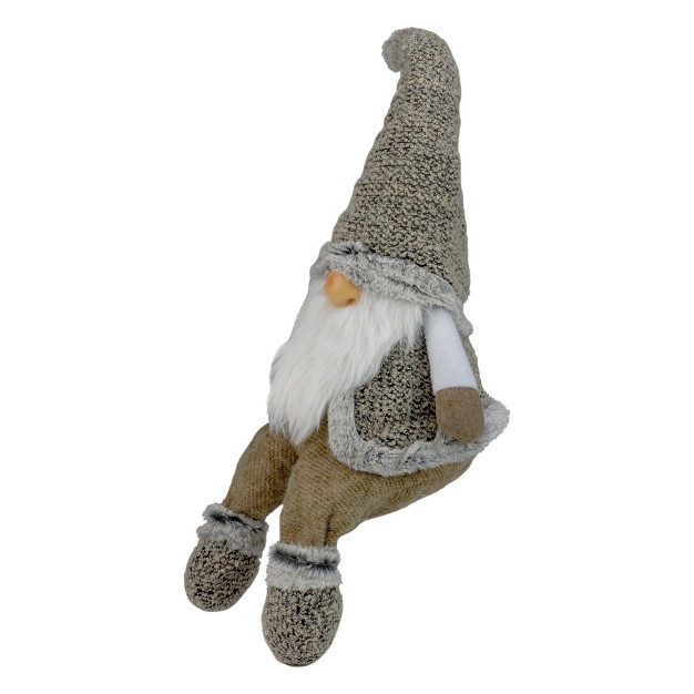 Gray And Beige Sitting Christmas Gnome Decoration