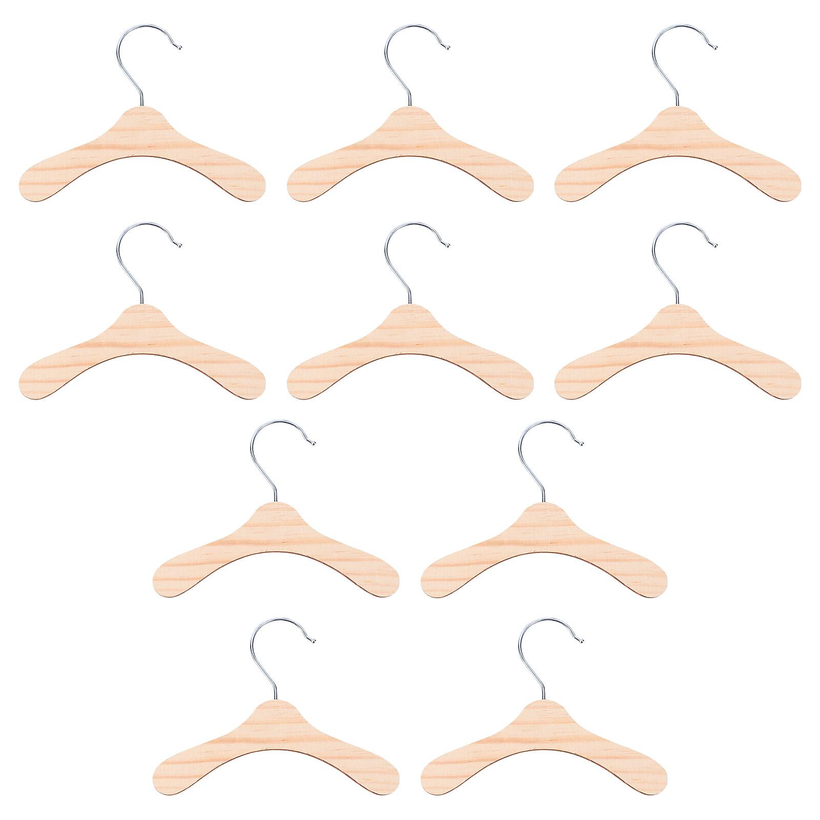 10pcs Wooden Pet Apparel Hangers Dog Clothing Hanging Rack (silver， Wood Color)