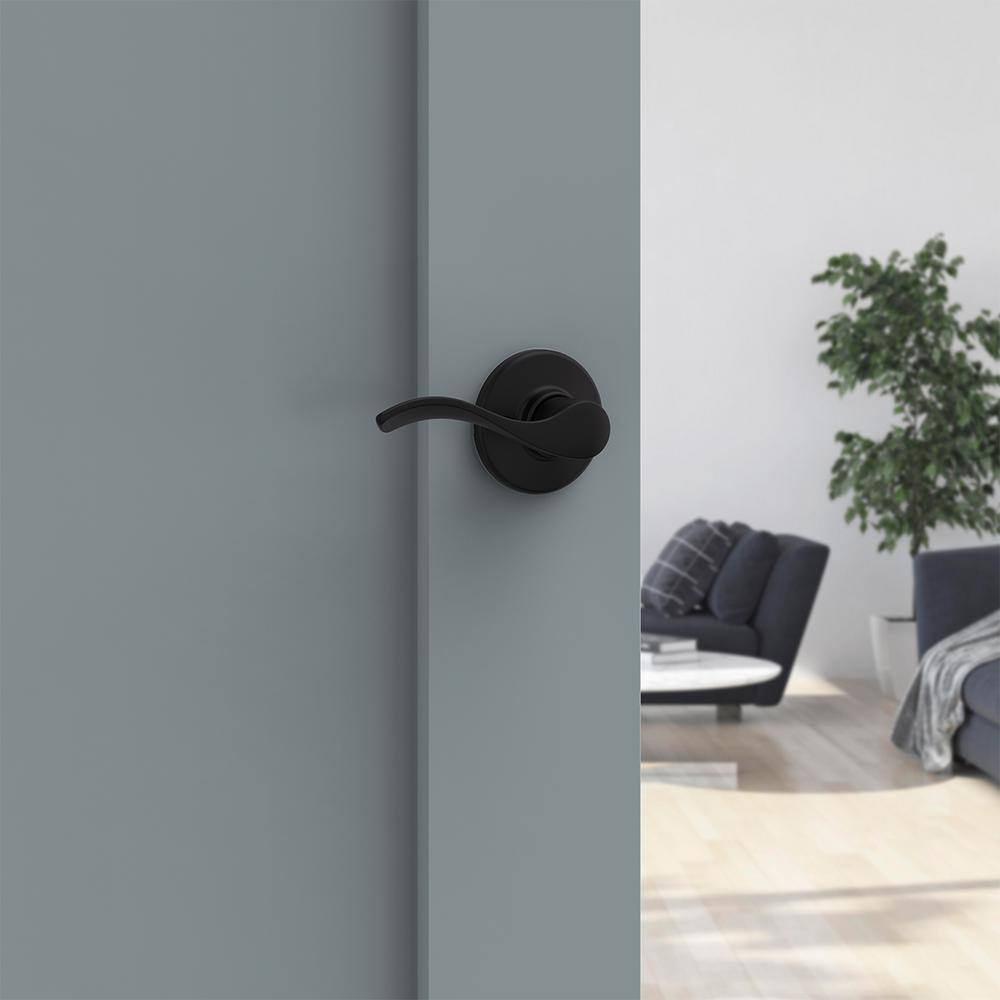 Kwikset Balboa Matte Black Left-Handed Half-Dummy Door Handle featuring Microban Technology 488BLLH514V1