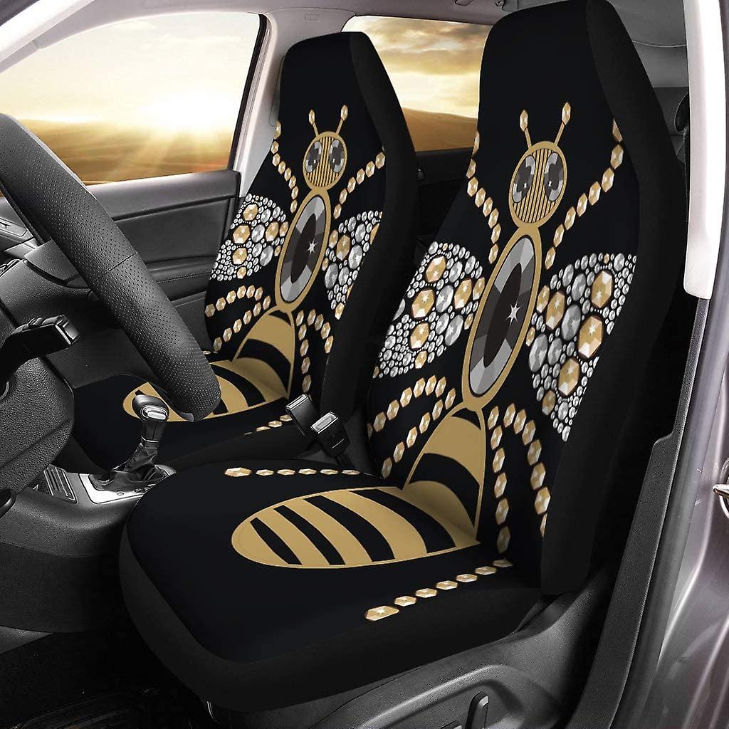 Set Of 2 Car Seat Covers Bee Diamond Blingbling Universal Auto Front Seats Protector Fits For Car，suv Sedan，truck