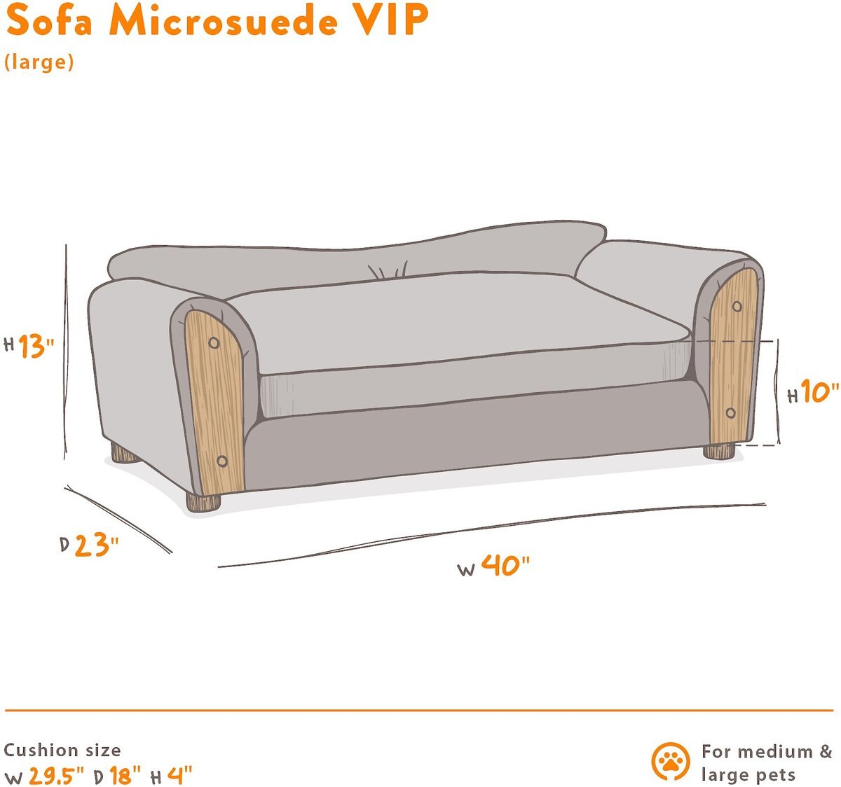 Moots VIP Microsuede Oak Couch Orthopedic Elevated Cat and Dog Bed w/ Removable Cover