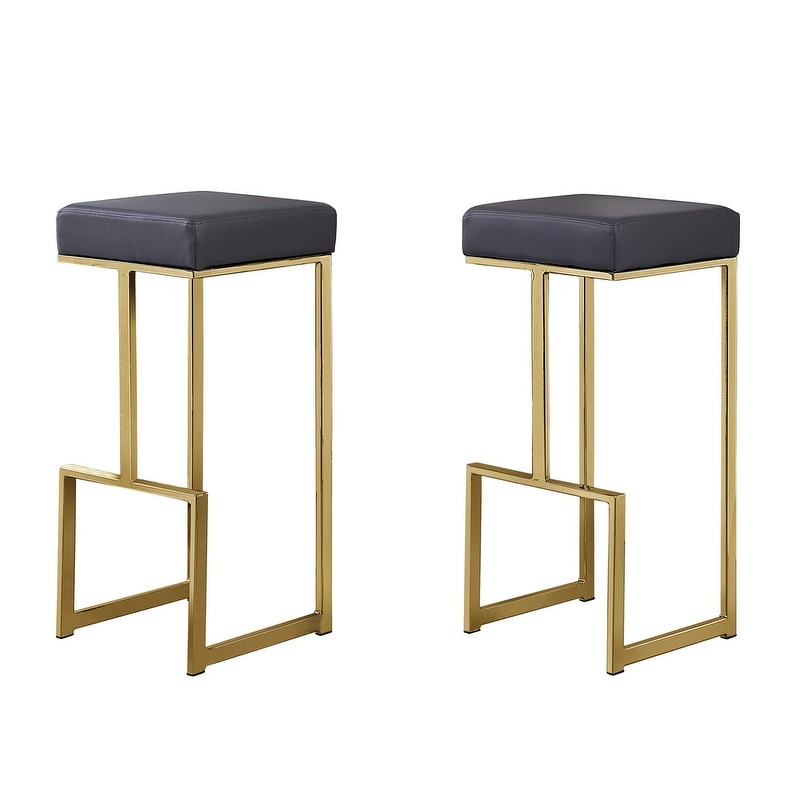 Best Master Furniture Synthetic Leather Gold Bar Stool (Set of 2)