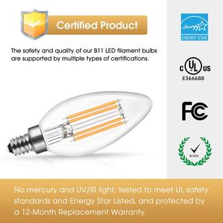 YANSUN 40-Watt Equivalent UL-Listed B11 Dimmable Edison LED Light Bulb Soft White 2700K (12-Pack) H-FZFB02204DE12-12