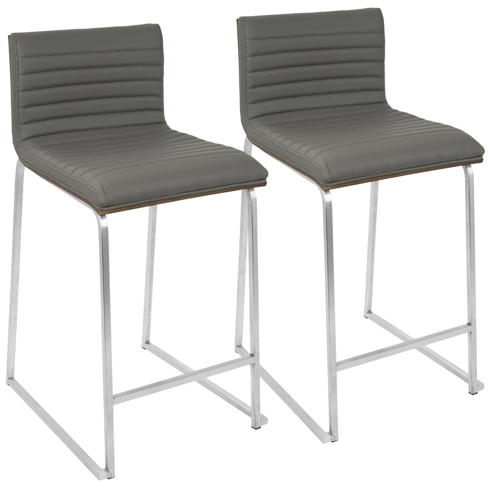 LumiSource Mara Stainless Steel Contemporary 26 inch Counter Stools (Set of 2)   N/A