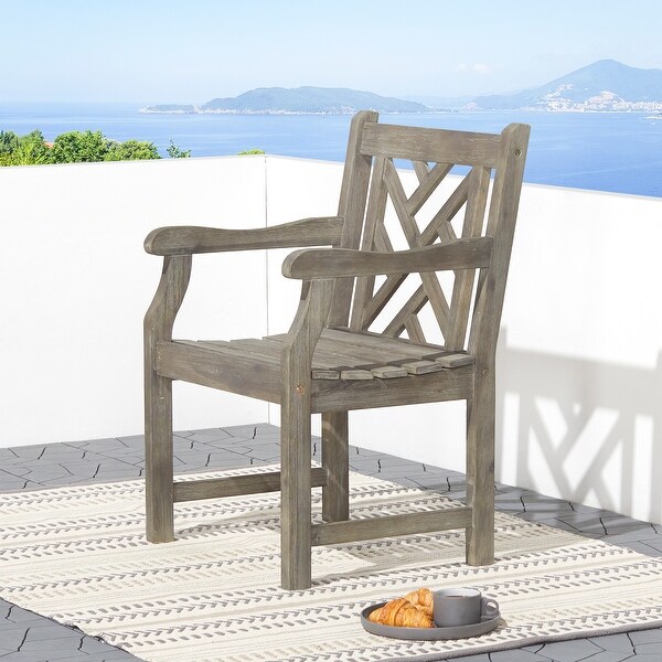 Reynard Wood Patio Table and 250 lbs weight capacity Armchair Dining Set