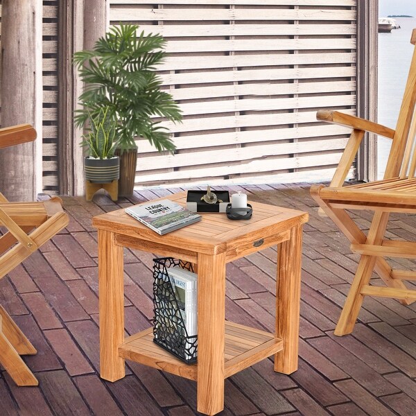 Chic Teak Rustic Teak Wood Tundra Side Table