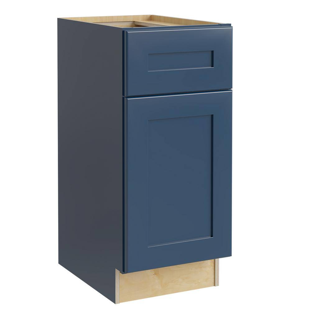 Home Decorators Collection Newport Blue Painted Plywood Shaker Stock Assembled Base Kitchen Cabinet 1-Drawer Right 18 in. x 34.5 in. x 24 in. B18R-NMB