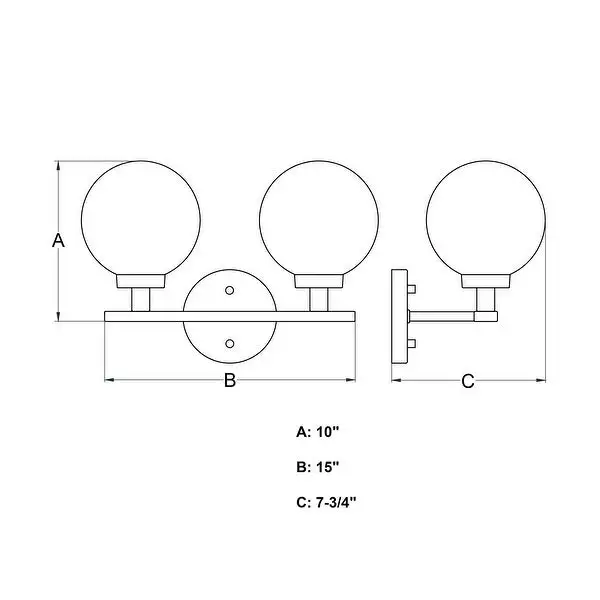 Lander Matte Black Bathroom Vanity Wall Fixture with Clear Glass Globes