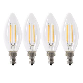 Feit Electric 40-Watt Equivalent B10 E12 Candelabra Dimmable Filament CEC Clear Glass Chandelier LED Light Bulb Soft White (4-Pack) BPCTC40927CAFIL4