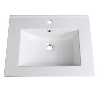 Fresca Allier 24 in. Drop-In Ceramic Bathroom Sink in White with Integrated Bowl FVS8125WH