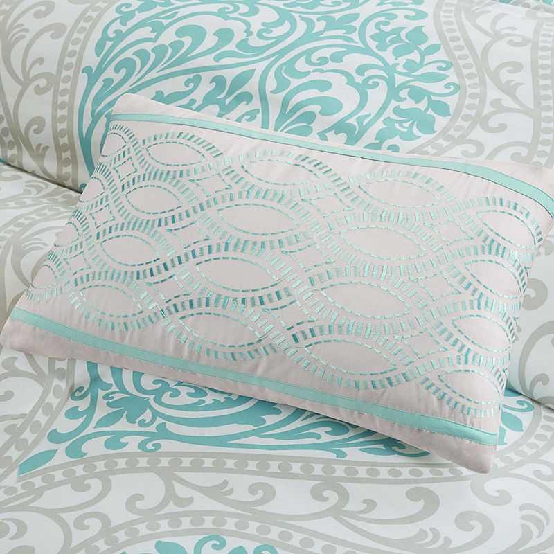 4-piece Damask Print Embroidered Cotton Comforter Set